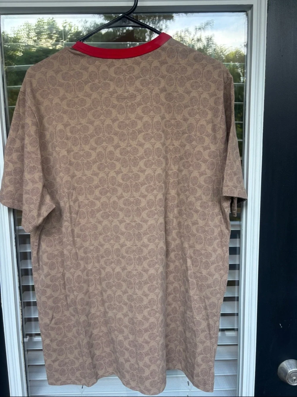 Disney Coach-Inspired Brown Logo Mickey Short Sleeve Tee with Red Trim - Picture 4 of 5